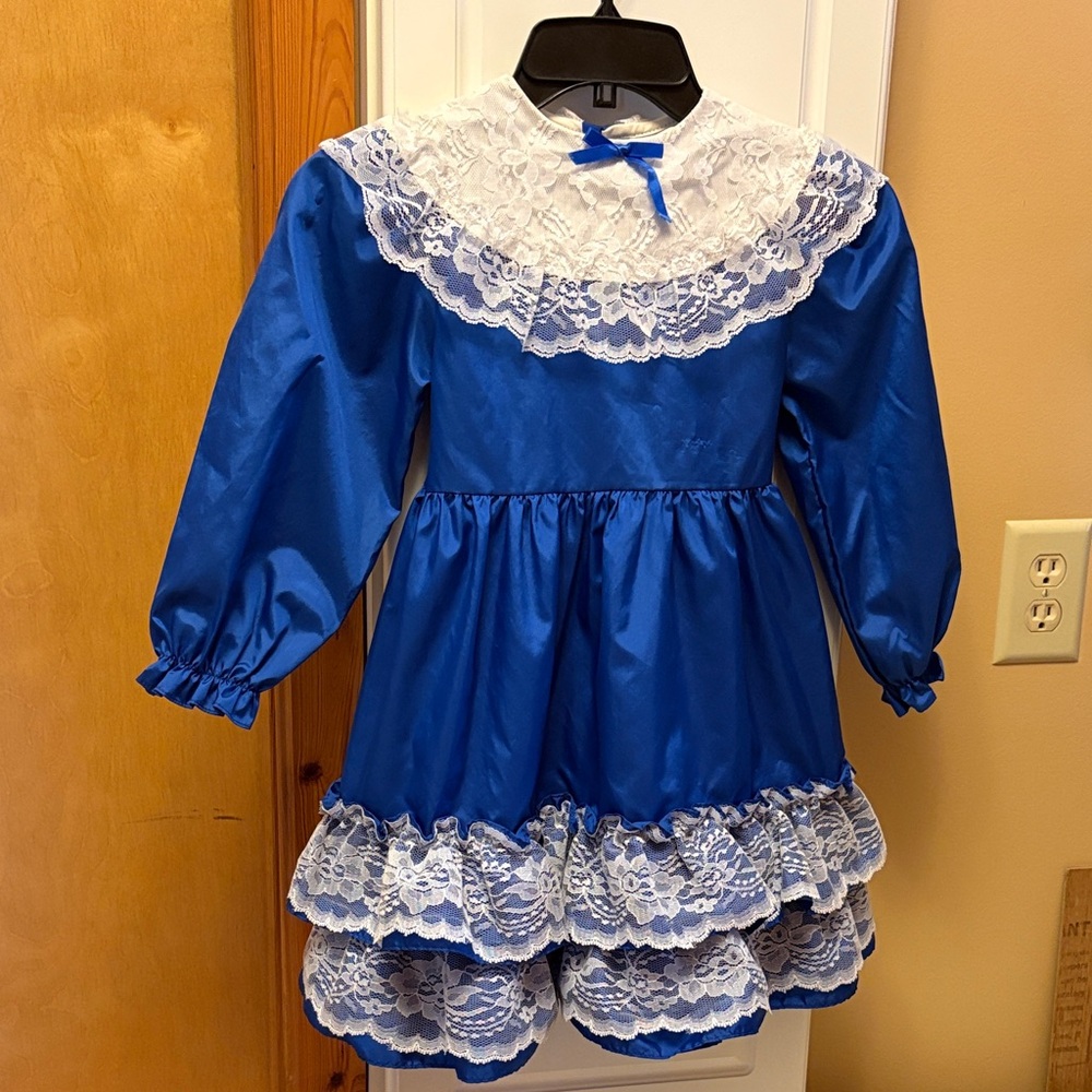 Blue Lace Trim Girls' Costume Dress